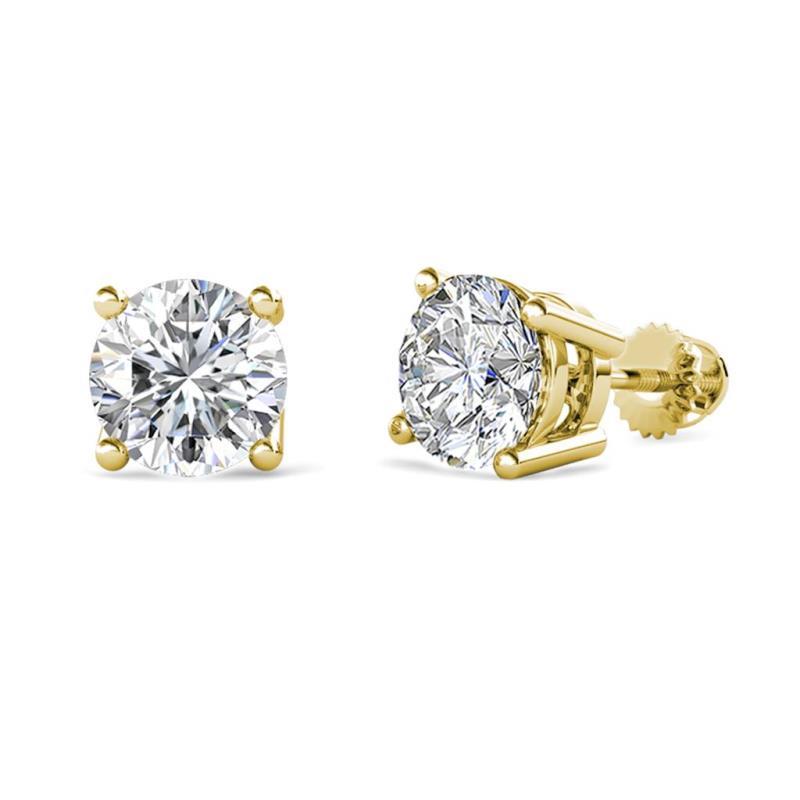 Alina Natural Round Diamond Four Prongs Solitaire Stud Earrings 