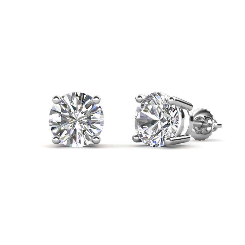 Alina Natural Round Diamond Four Prongs Solitaire Stud Earrings 