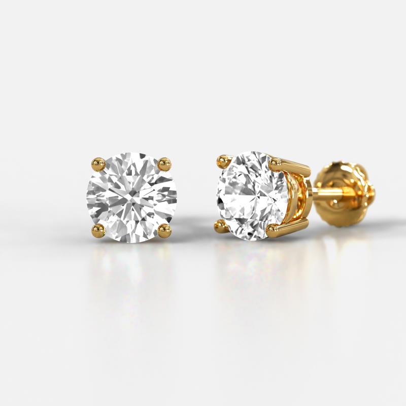 Alina Round Lab Grown Diamond Four Prongs Solitaire Stud Earrings 