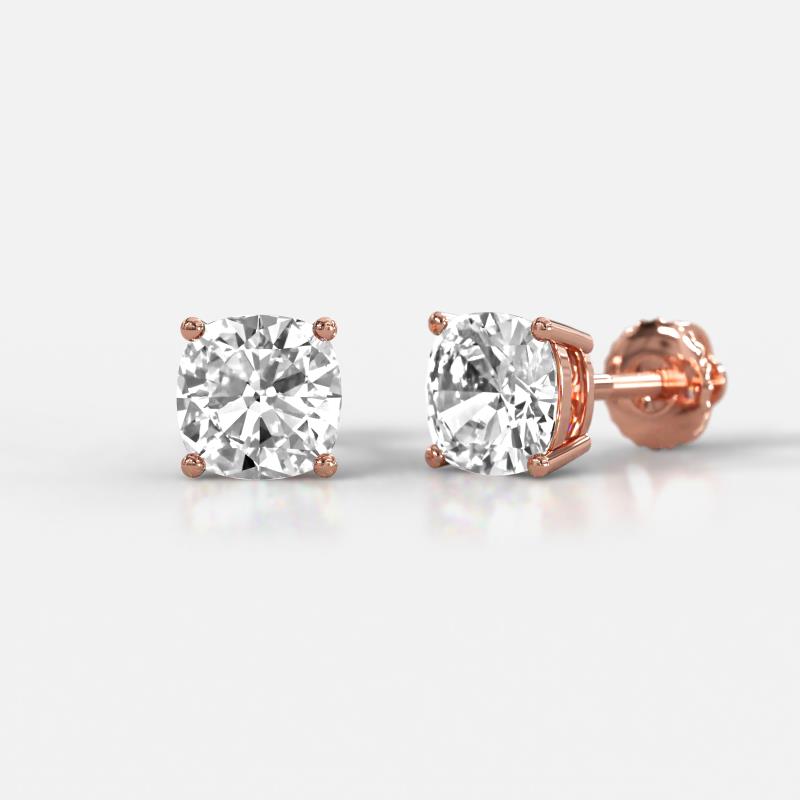 Alida Cushion Shape Lab Grown Diamond Four Prongs Solitaire Stud Earings  