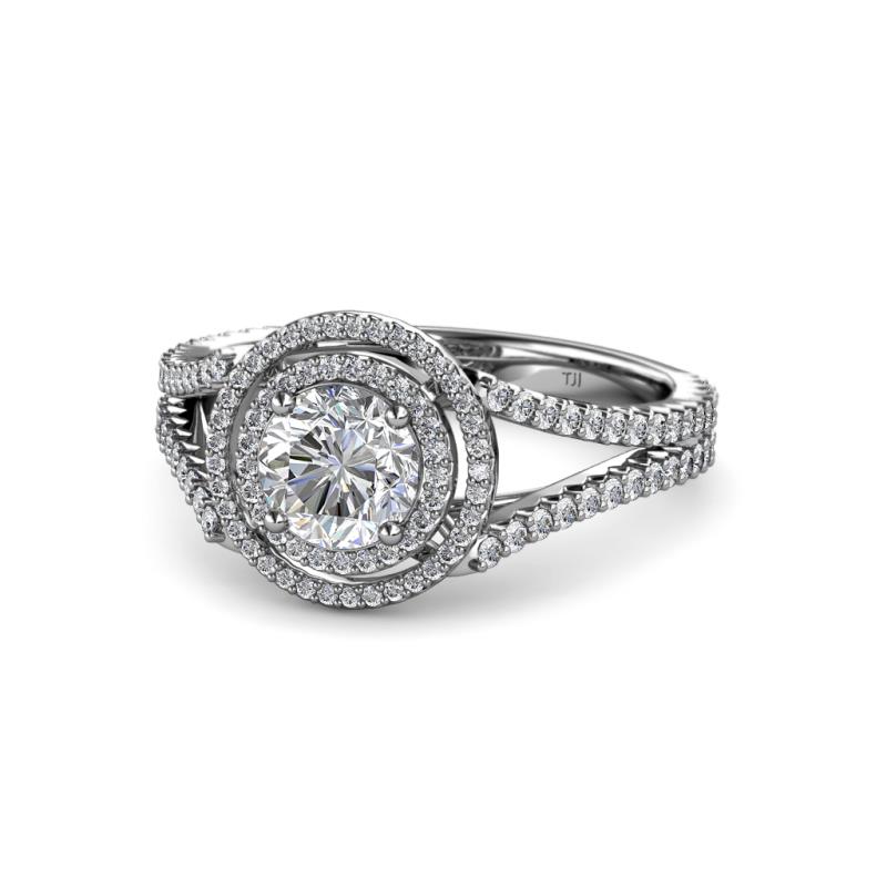 Elle 1.37 ctw IGI Certified Lab Grown Diamond Round (6.50 mm) & Natural Diamond Round (0.80 mm) Double Halo Engagement Ring  
