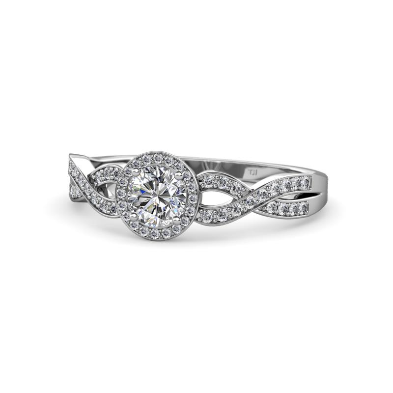 Alita 1.01 ctw IGI Certified Lab Grown Diamond Round (5.80 mm) & Natural Diamond Round (1.10 mm) Swirl Halo Engagement Ring  