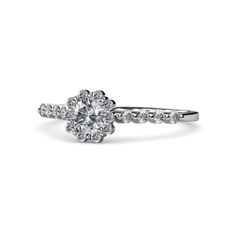 Fiore 1.09 ctw IGI Certified Lab Grown Diamond Round (5.80 mm) & Natural Diamond Round (1.60 mm) Halo Engagement Ring  