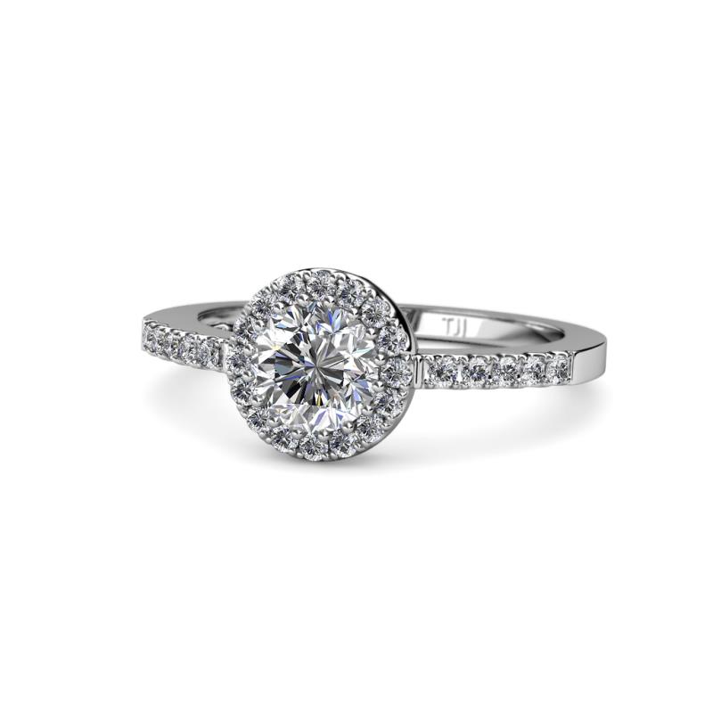 Eleanor 1.56 ctw IGI Certified Lab Grown Diamond Round (7.00 mm) & Natural Diamond Round (1.30 mm) Halo Engagement Ring  