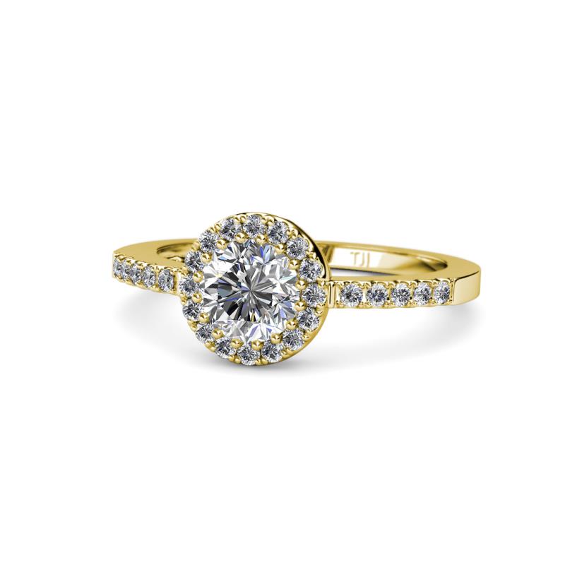 Eleanor 1.56 ctw IGI Certified Lab Grown Diamond Round (7.00 mm) & Natural Diamond Round (1.30 mm) Halo Engagement Ring  