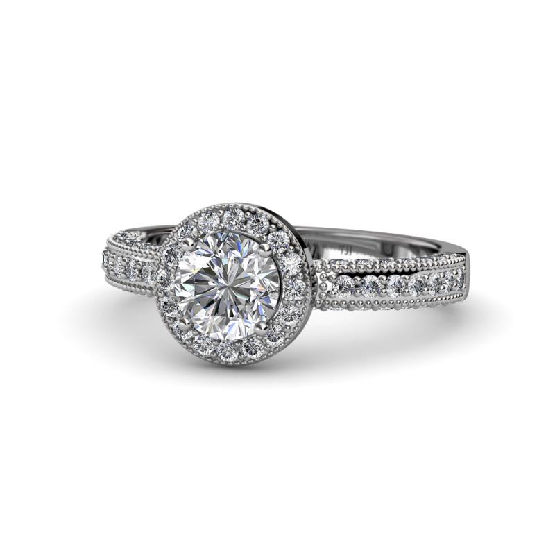 Nora 1.42 ctw IGI Certified Lab Grown Diamond Round (6.50 mm) & Natural Diamond Round (1.20 mm) Halo Engagement Ring  