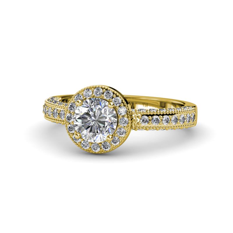 Nora 1.42 ctw IGI Certified Lab Grown Diamond Round (6.50 mm) & Natural Diamond Round (1.20 mm) Halo Engagement Ring  