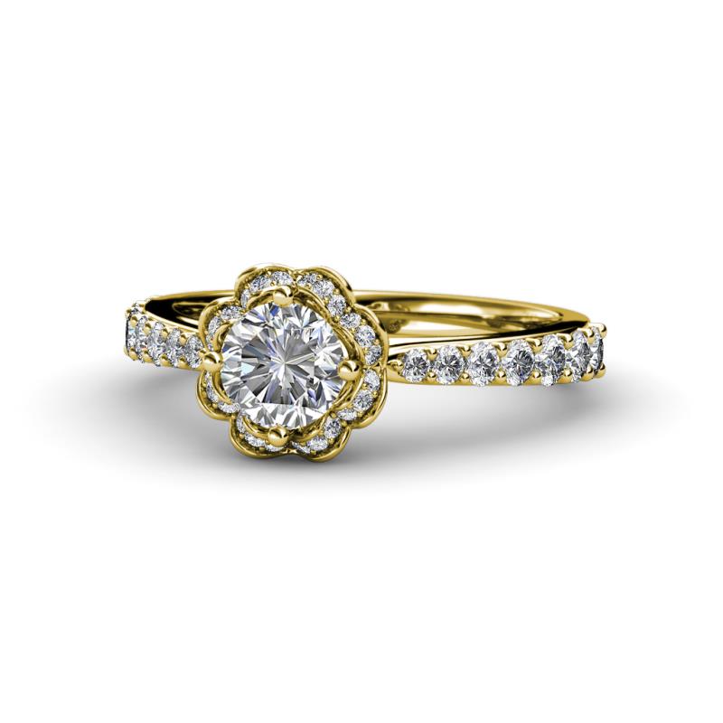 Florus 1.38 ctw IGI Certified Lab Grown Diamond Round (6.50 mm) & Natural Diamond Round (1.30 mm) Halo Engagement Ring  
