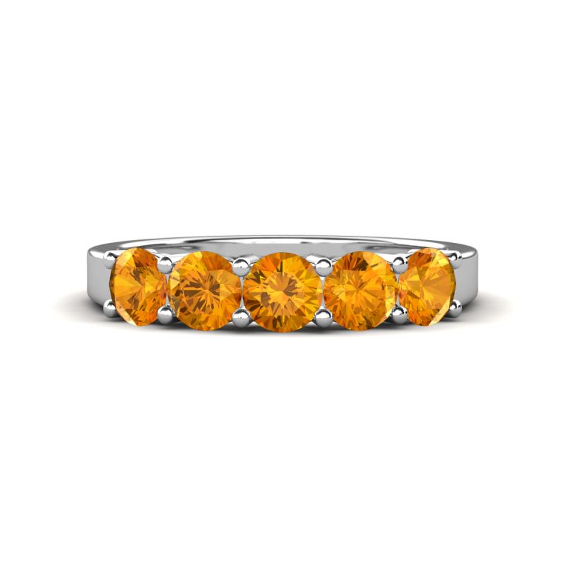 Wendy 1.00 ctw (4.00 mm) Round Citrine Side Gallery 5 Stone Wedding Band 