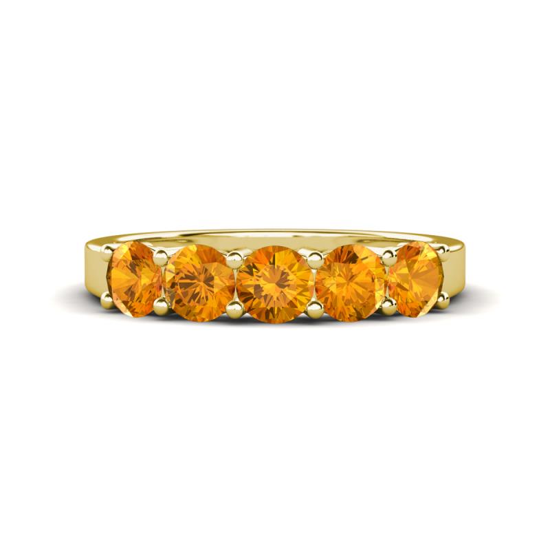 Wendy 1.00 ctw (4.00 mm) Round Citrine Side Gallery 5 Stone Wedding Band 