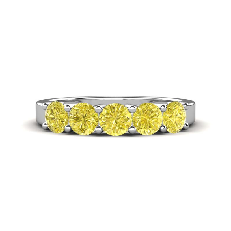 Wenda 1.25 ctw (4.00 mm) Round Yellow Diamond Side Gallery 5 Stone Wedding Band 