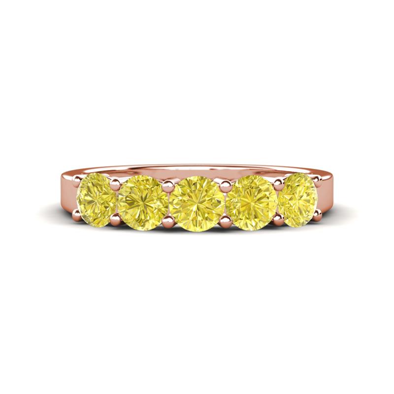 Wendy 1.25 ctw (4.00 mm) Round Yellow Diamond Side Gallery 5 Stone Wedding Band 