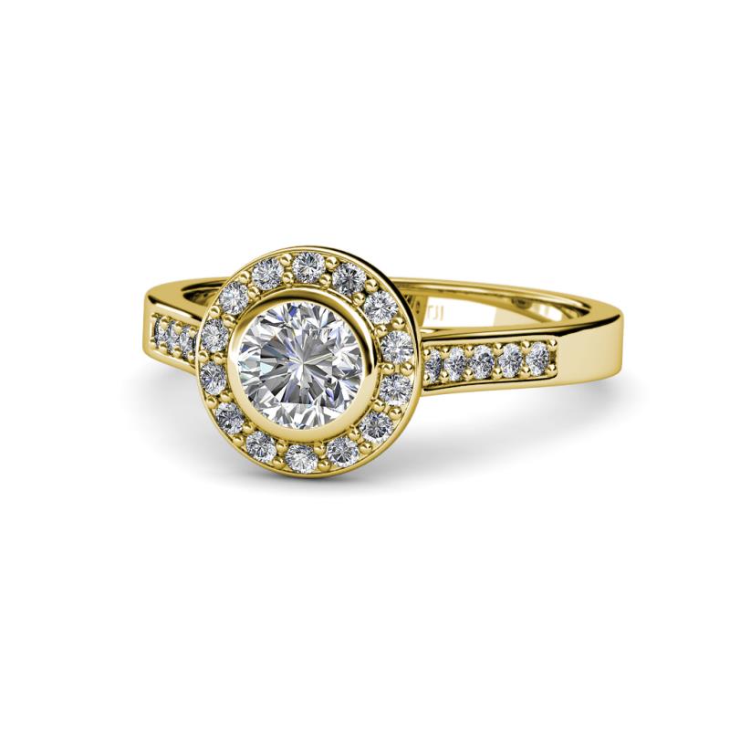 Ara 1.36 ctw IGI Certified Lab Grown Diamond Round (6.50 mm) & Natural Diamond Round (1.50 mm) Halo Engagement Ring  