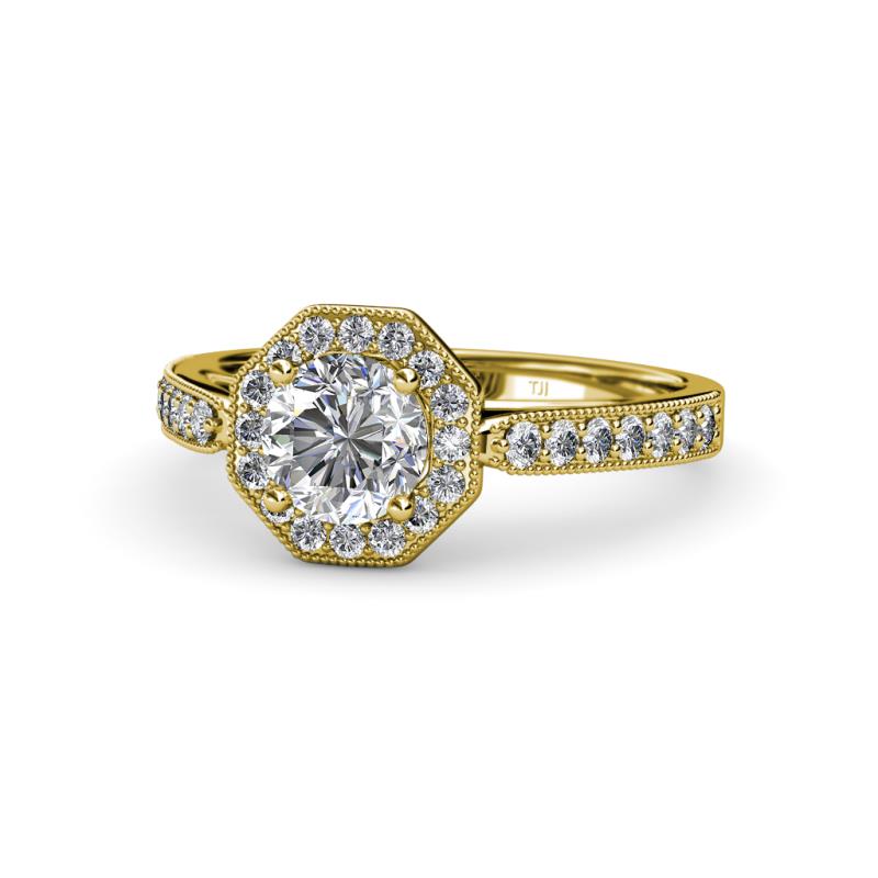 Aura 1.05 ctw IGI Certified Lab Grown Diamond Round (5.80 mm) & Natural Diamond Round (1.30 mm) Halo Engagement Ring  