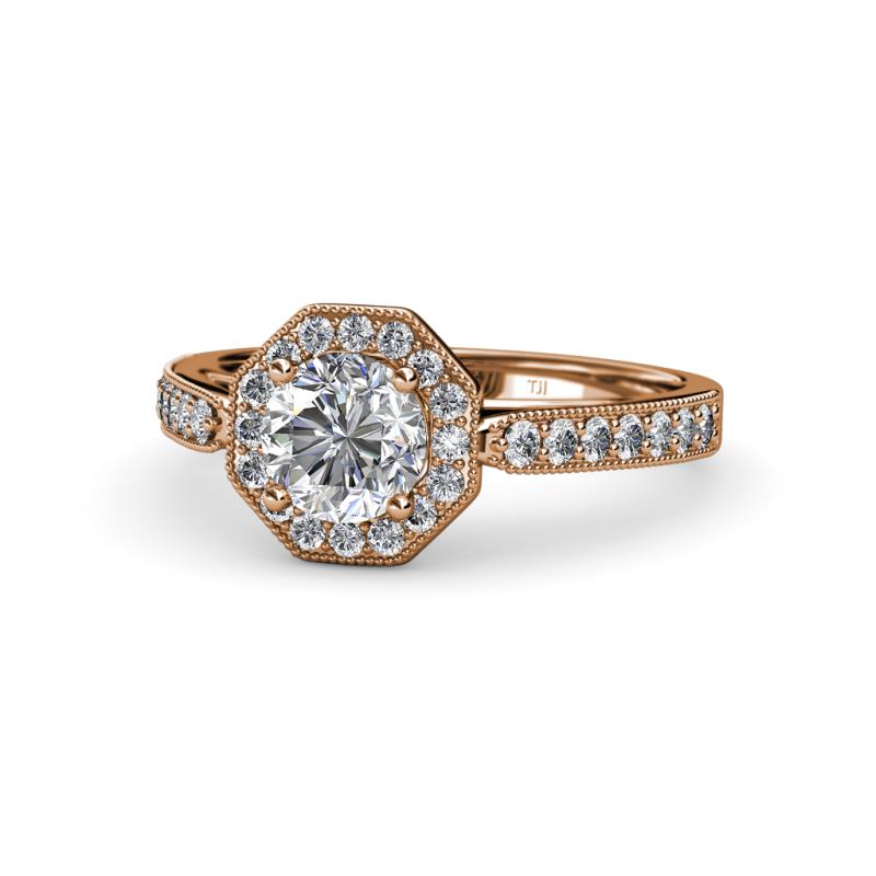 Aura 1.05 ctw IGI Certified Lab Grown Diamond Round (5.80 mm) & Natural Diamond Round (1.30 mm) Halo Engagement Ring  
