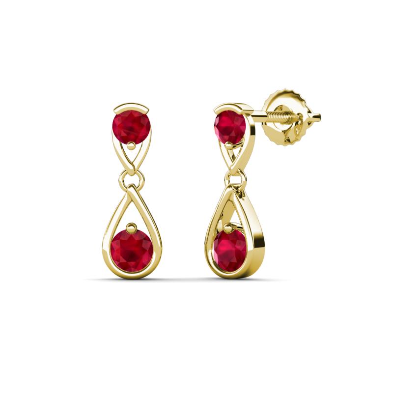 Pearl stud earrings gold with Ruby stones | Small ruby & Pearl earring –  Indian Designs