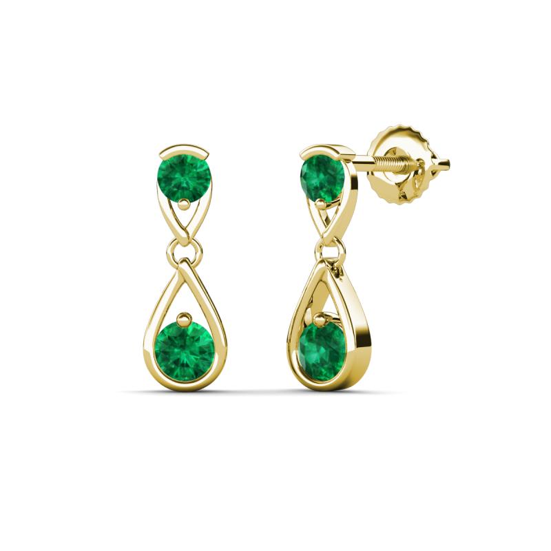 Aella 0.50 ctw Emerald Dual Teardrop Women Dangle Earrings 