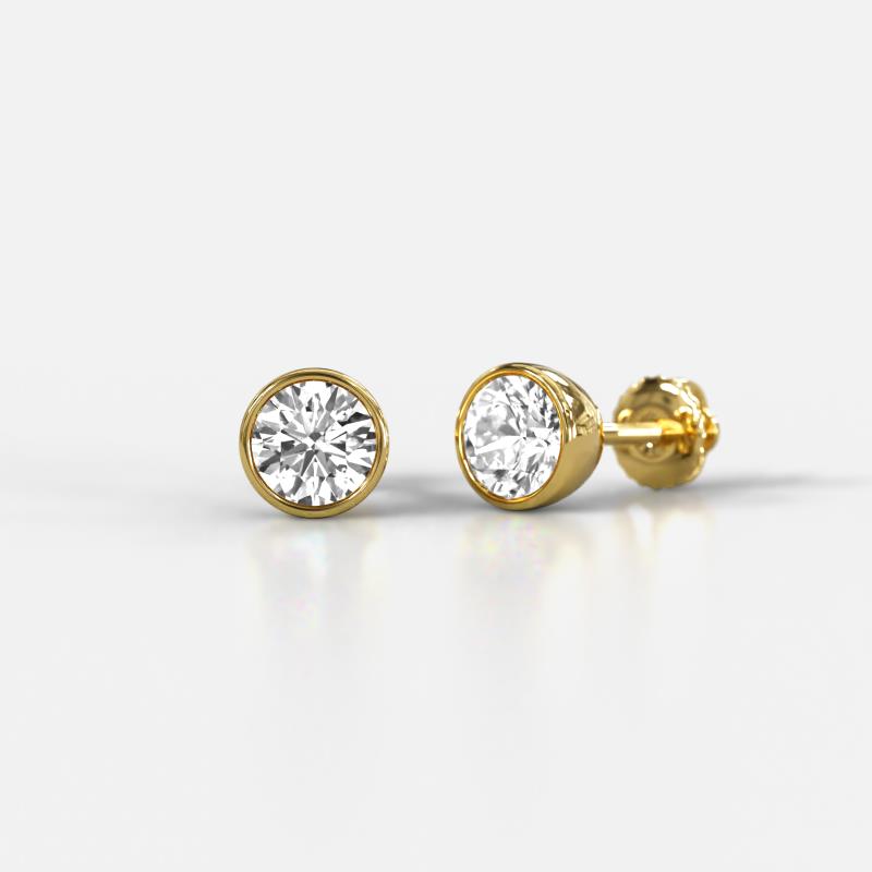 Caryl  Natural Round Diamond 0.70 ctw (SI/G) Euro Bezel Set Solitaire Stud Earrings 