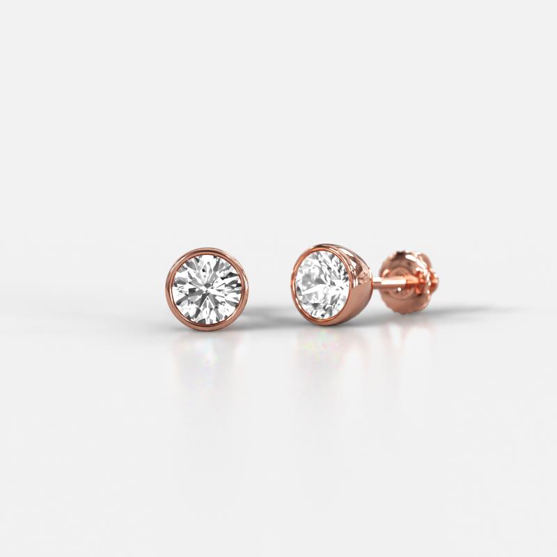 Caryl Round Lab Grown Diamond 0.50 ctw (VS1/F) Euro Bezel Set Solitaire Stud Earrings 