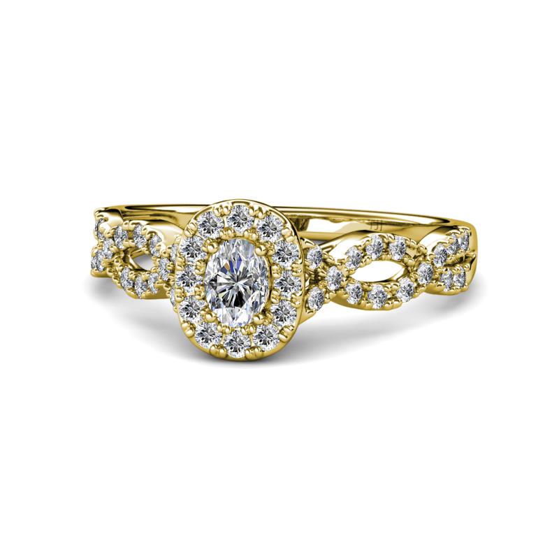 Susan Prima 0.72 ctw Lab Grown Diamond Oval Cut (5x3 mm) & Natural Diamond Round (1.40 mm) Halo Engagement Ring 