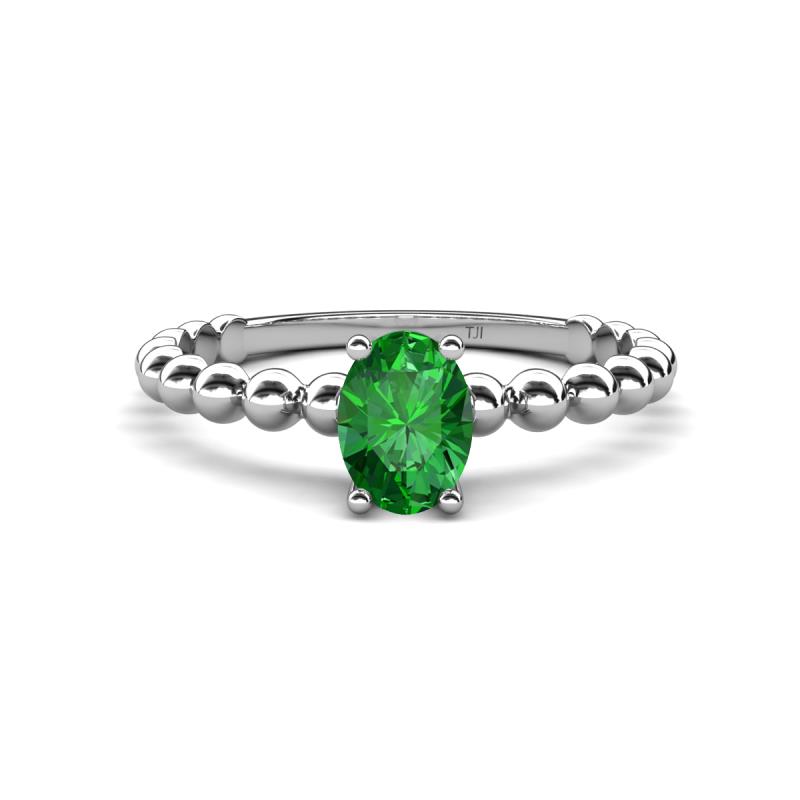 Helen Bold 0.55 ct Green Garnet Oval Cut (6x4 mm) Solitaire Promise Ring 