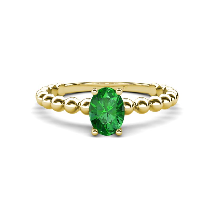 Helen Bold 0.55 ct Green Garnet Oval Cut (6x4 mm) Solitaire Promise Ring 