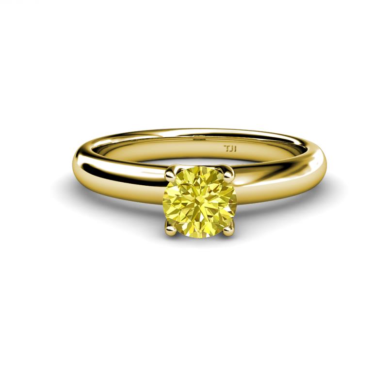 Bianca IGI Certified 6.30 mm Round Lab Grown Yellow Diamond Solitaire Engagement Ring 