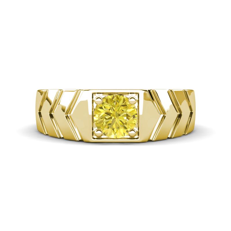 Darius 0.80 ct (6.00 mm) Yellow Diamond V Pattern Solitaire Men Band 