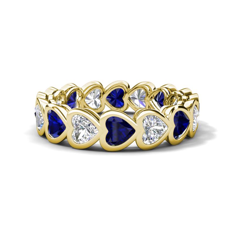 Trisha 4.38 ctw Heart Shape Natural Diamond & Lab Created Blue Sapphire (4.00 mm) Eternity Band 