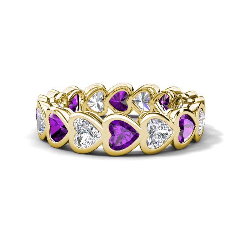 Trisha 3.54 ctw Heart Shape Natural Diamond & Amethyst (4.00 mm) Eternity Band 