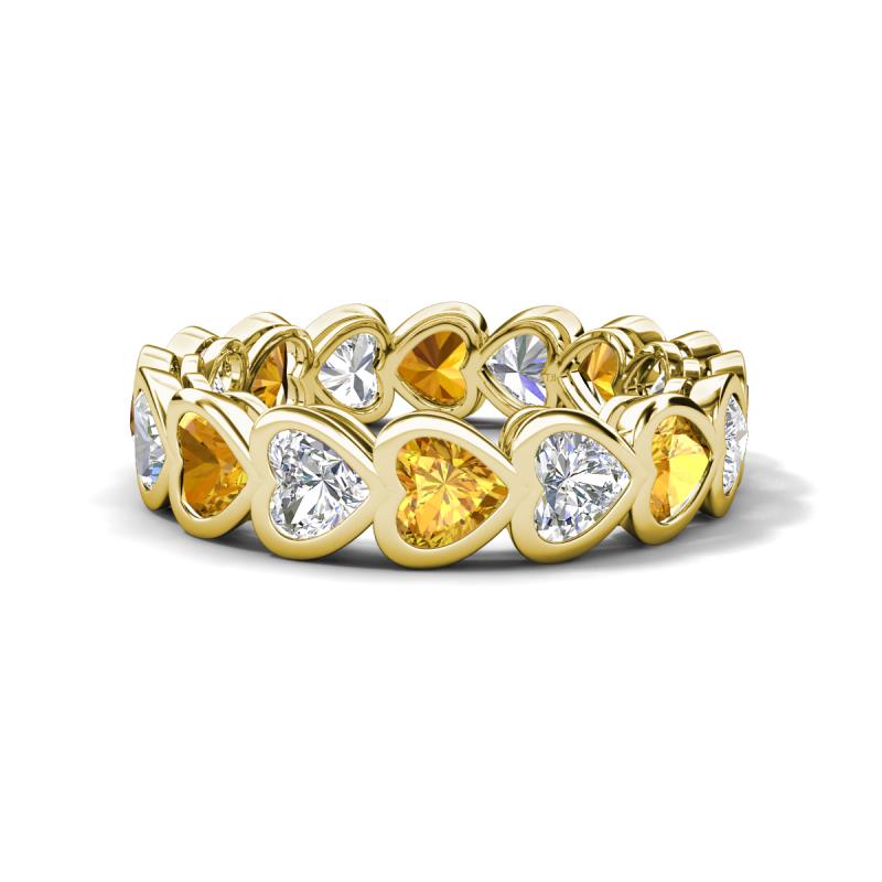 Trisha 3.54 ctw Heart Shape Natural Diamond & Citrine (4.00 mm) Eternity Band 