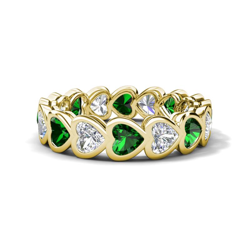 Trisha 3.47 ctw Heart Shape Natural Diamond & Lab Created Emerald (4.00 mm) Eternity Band 