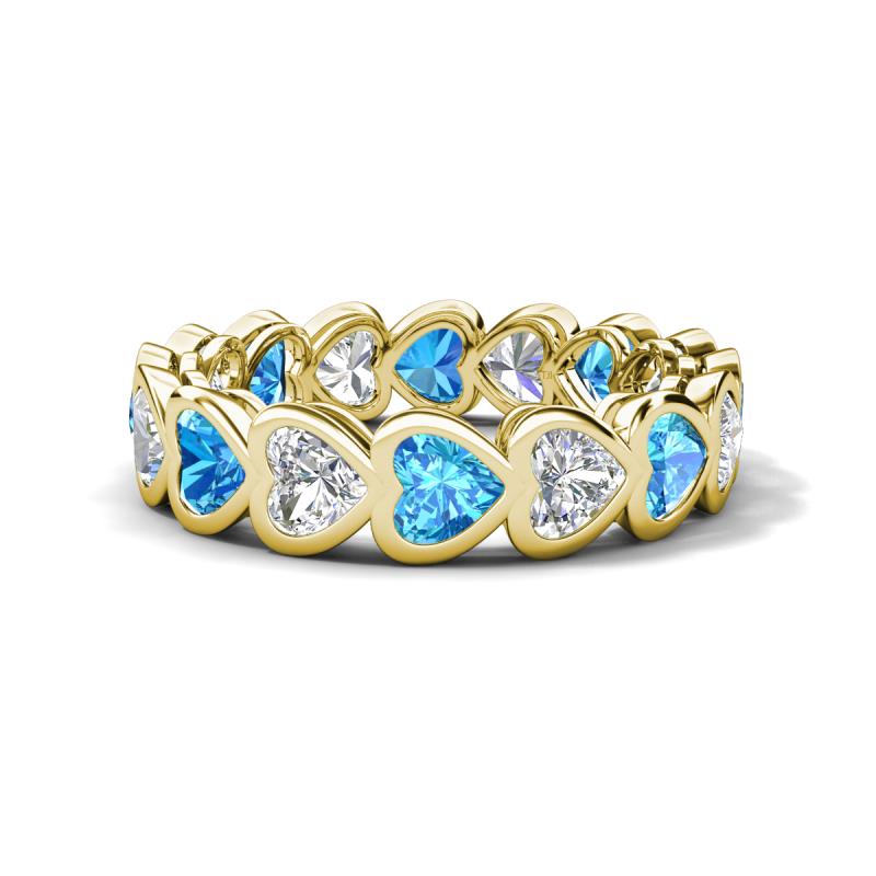 Trisha 4.24 ctw Heart Shape Natural Diamond & Blue Topaz (4.00 mm) Eternity Band 