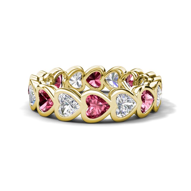 Trisha 3.75 ctw Heart Shape Natural Diamond & Pink Tourmaline (4.00 mm) Eternity Band 