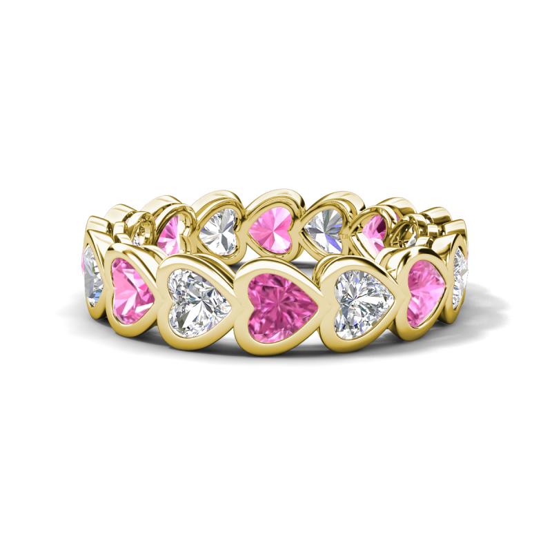 Trisha 4.45 ctw Heart Shape Natural Diamond & Lab Created Pink Sapphire (4.00 mm) Eternity Band 