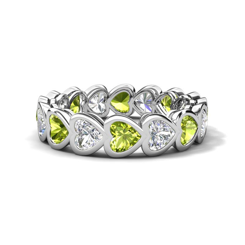 Trisha 3.75 ctw Heart Shape Natural Diamond & Peridot (4.00 mm) Eternity Band 