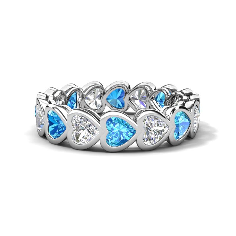 Trisha 4.24 ctw Heart Shape Lab Grown Diamond & Blue Topaz (4.00 mm) Eternity Band 