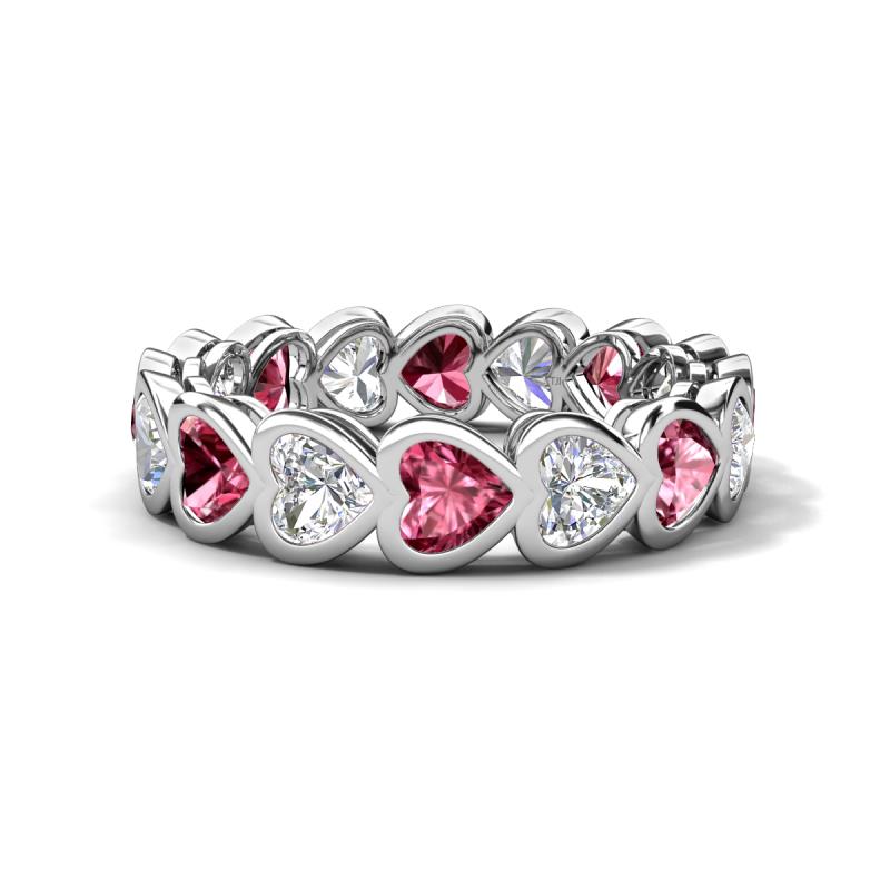 Trisha 3.75 ctw Heart Shape Lab Grown Diamond & Pink Tourmaline (4.00 mm) Eternity Band 