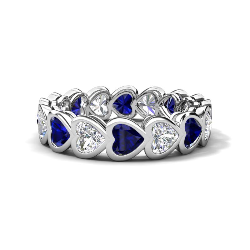 Trisha 4.38 ctw Heart Shape Lab Grown Diamond & Lab Created Blue Sapphire (4.00 mm) Eternity Band 