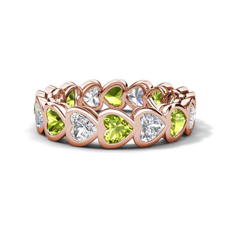 Trisha 3.75 ctw Heart Shape Lab Grown Diamond & Peridot (4.00 mm) Eternity Band 