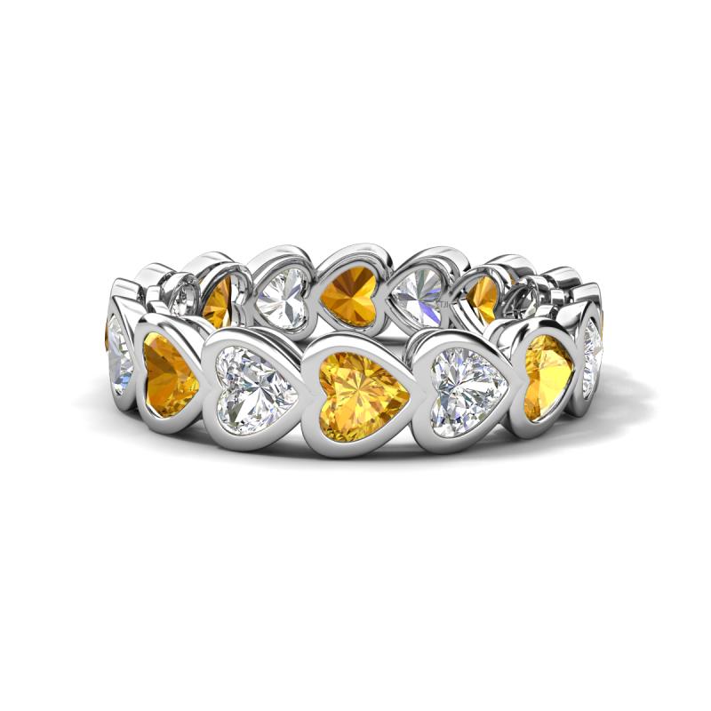 Trisha 3.54 ctw Heart Shape Lab Grown Diamond & Citrine (4.00 mm) Eternity Band 