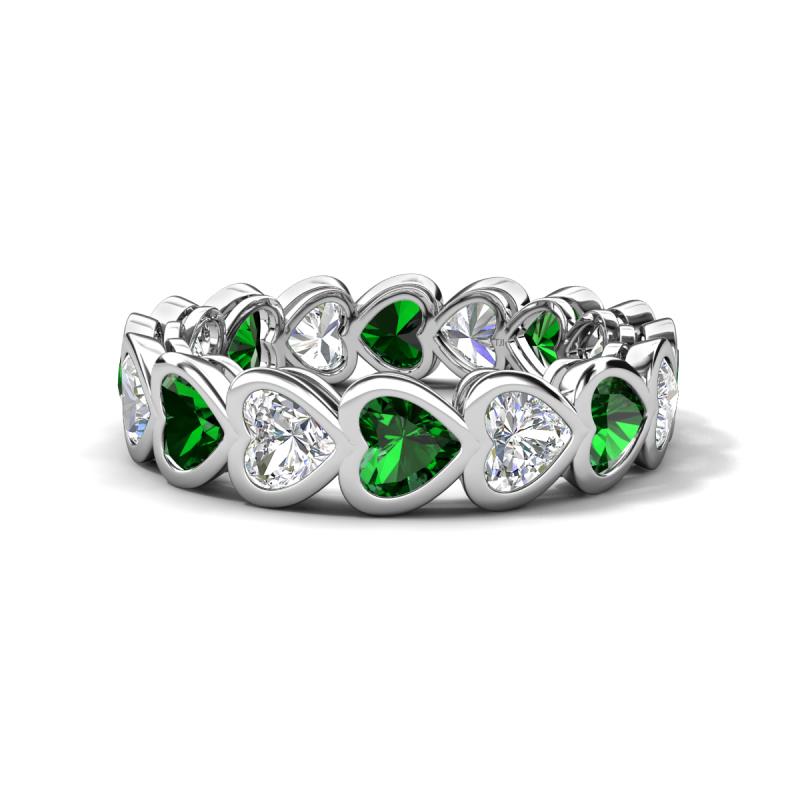 Trisha 3.47 ctw Heart Shape Lab Grown Diamond & Lab Created Emerald (4.00 mm) Eternity Band 