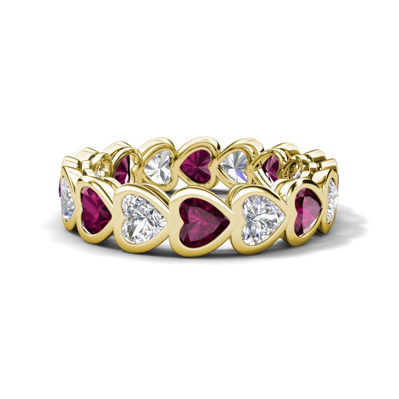 Trisha 4.31 ctw Heart Shape Lab Grown Diamond & Rhodolite Garnet (4.00 mm) Eternity Band 