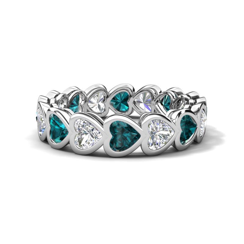 Trisha 4.24 ctw Heart Shape Lab Grown Diamond & London Blue Topaz (4.00 mm) Eternity Band 