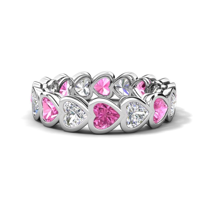 Trisha 4.45 ctw Heart Shape Lab Grown Diamond & Lab Created Pink Sapphire (4.00 mm) Eternity Band 