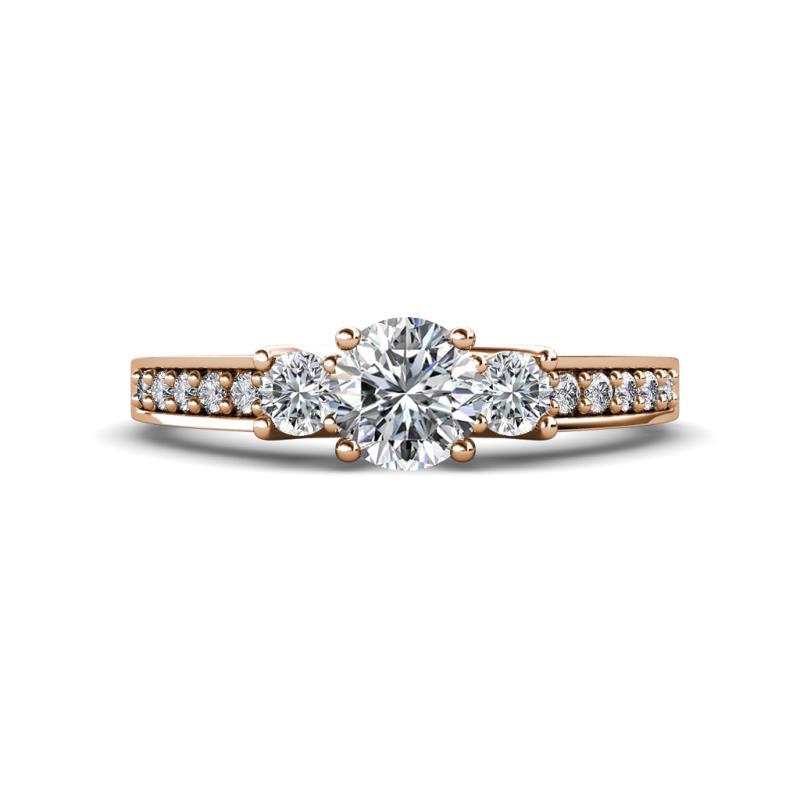 Valene 1.05 ctw IGI Certified Lab Grown Diamond Round (5.50 mm) & Natural Diamond Three Stone Engagement Ring 