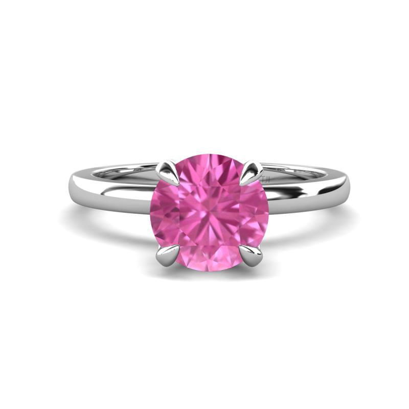 Abena 1.16 ctw Pink Sapphire (6.00 mm) with Prong Studded Side Natural Diamond Solitaire Plus Engagement Ring 