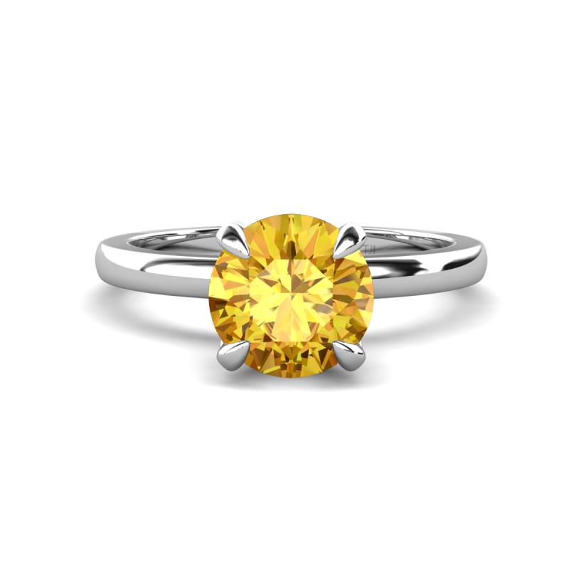 Abena 0.93 ctw Citrine (6.50 mm) with Prong Studded Side Natural Diamond Solitaire Plus Engagement Ring 