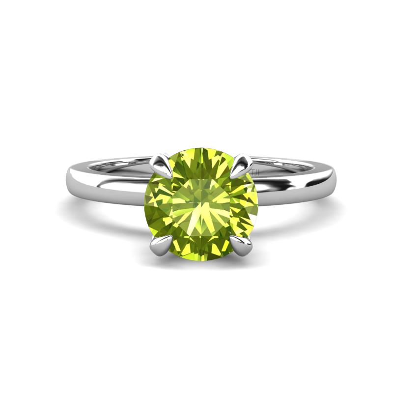 Abena 1.16 ctw Peridot (6.50 mm) with Prong Studded Side Natural Diamond Solitaire Plus Engagement Ring 