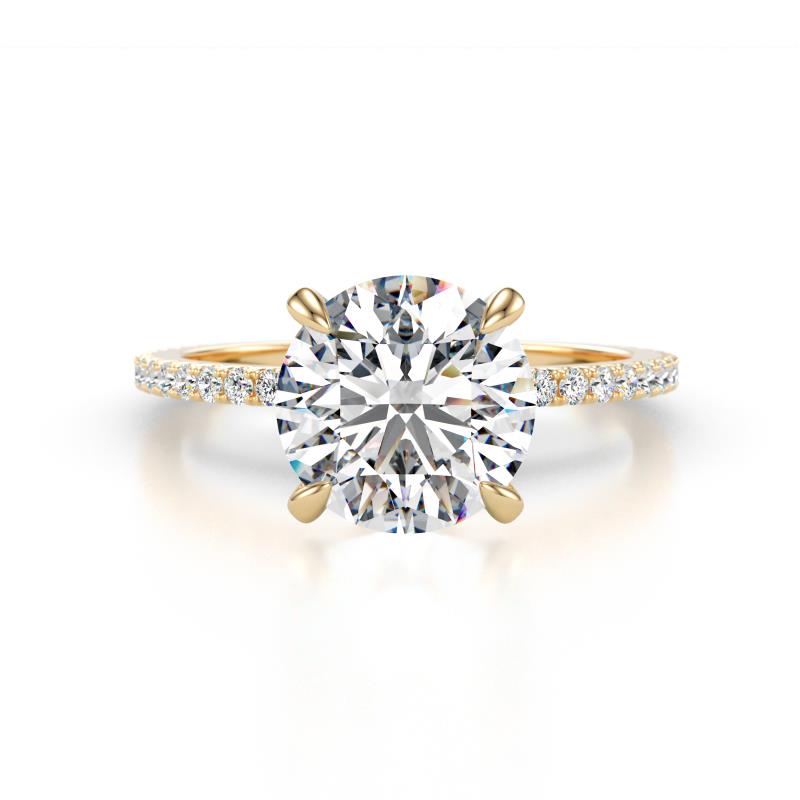 Aisha 2.35 Ctw GIA Certified (8.00 mm) Round Natural Diamond (VS1/F) with side Lab Grown Diamond Hidden Halo Engagement ring